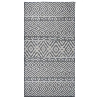 vidaXL Zunanja preproga ploščato tkanje 80x150 cm modre črte