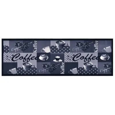 vidaXL Kuhinjska preproga pralna Coffee modra 45x150 cm