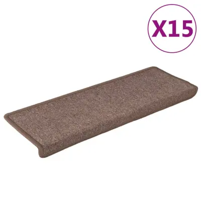 vidaXL Preproge za stopnice 15 kosov 65x21x4 cm rjave