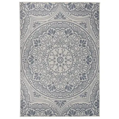 vidaXL Zunanja preproga ploščato tkanje 160x230 cm modri vzorec