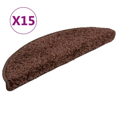 vidaXL Preproge za stopnice 15 kosov 56x17x3 cm rjave