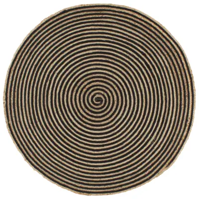 vidaXL Preproga iz jute črn spiralni dizajn ročno izdelana 90 cm