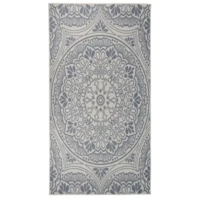 vidaXL Zunanja preproga ploščato tkanje 80x150 cm modri vzorec