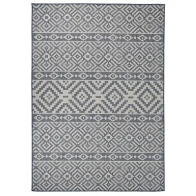 vidaXL Zunanja preproga ploščato tkanje 140x200 cm modre črte