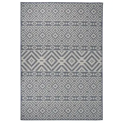 vidaXL Zunanja preproga ploščato tkanje 160x230 cm modre črte