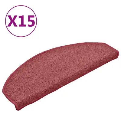 vidaXL Preproge za stopnice 15 kosov rdeče 65x24x4 cm