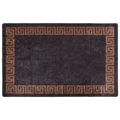 vidaXL Pralna preproga 80x150 cm črna in zlata protizdrsna