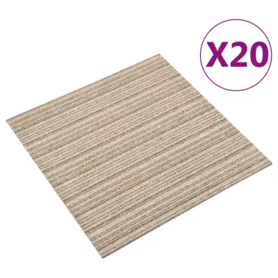 vidaXL Talna obloga preproga 20 kosov 5 m² 50x50 cm črtasta bež