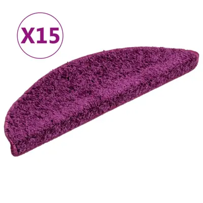vidaXL Preproge za stopnice 15 kosov 56x17x3 cm vijolične