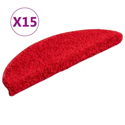 vidaXL Preproge za stopnice 15 kosov 56x17x3 cm rdeče