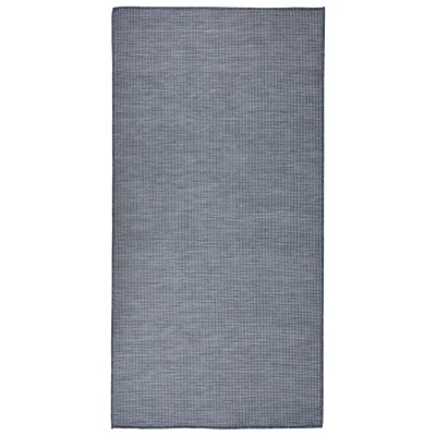 vidaXL Zunanja preproga ploščato tkanje 100x200 cm modra