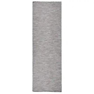 vidaXL Zunanja preproga ploščato tkanje 80x250 cm rjava in modra