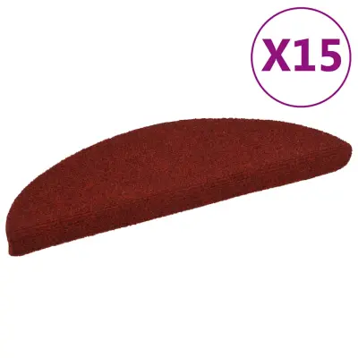 vidaXL Samolepilne preproge za stopnice 15 kosov 56x17x3 cm rdeče