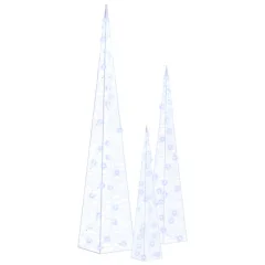 vidaXL Set akrilnih okrasnih LED stožcev moder 30/45/60 cm