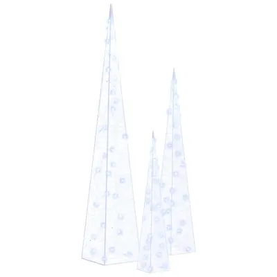 vidaXL Set akrilnih okrasnih LED stožcev moder 30/45/60 cm