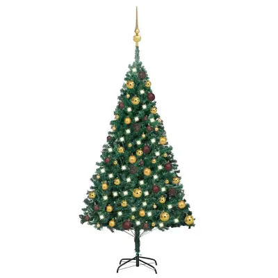 vidaXL Umetna osvetljena novoletna jelka z bunkicami zelena 120 cm PVC