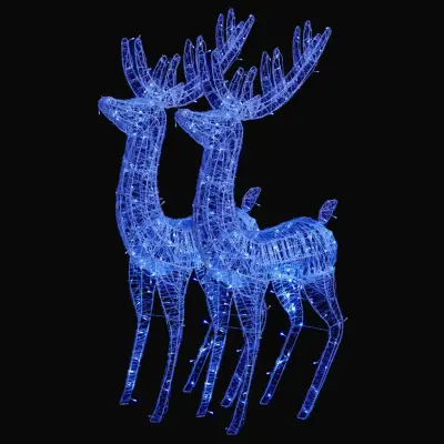 vidaXL XXL severni jelen iz akrila 250 LED 2 kosa 180 cm moder