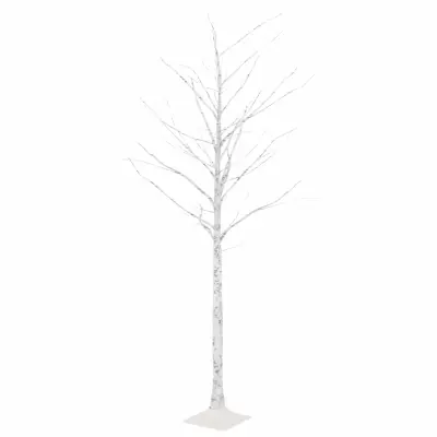 vidaXL LED bela breza toplo bela 128 LED lučk 220 cm