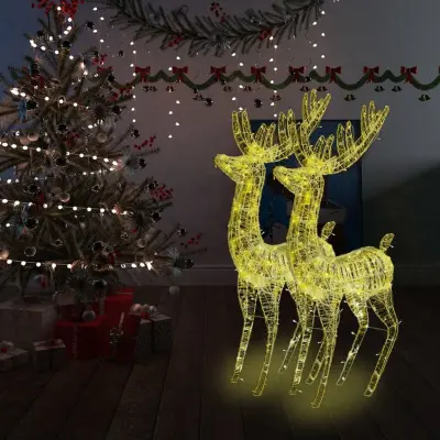 vidaXL XXL severni jelen iz akrila 250 LED 2 kosa 180 cm toplo bel