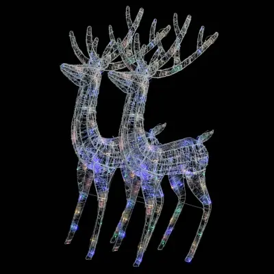 vidaXL XXL severni jelen iz akrila 250 LED 2 kosa 180 cm večbarven