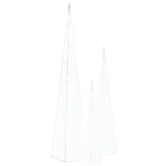 vidaXL Set akrilnih okrasnih LED stožcev hladno beli 60/90/120 cm