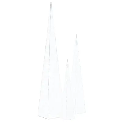 vidaXL Set akrilnih okrasnih LED stožcev hladno beli 60/90/120 cm