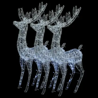 vidaXL XXL severni jeleni iz akrila 250 LED 3 kosi 180 cm hladno beli