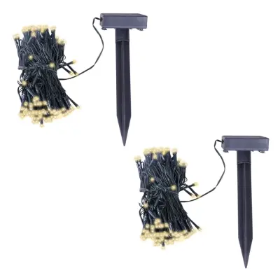 vidaXL LED solarne lučke 2 kosa toplo bela svetloba