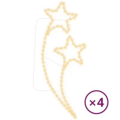 vidaXL Svetlobna veriga zvezda 4 kosi toplo bela 125,5x53x4,5 cm