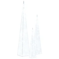 vidaXL Set akrilnih okrasnih LED stožcev hladno beli 30/45/60 cm