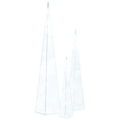 vidaXL Set akrilnih okrasnih LED stožcev hladno beli 30/45/60 cm