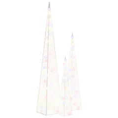 vidaXL Set akrilnih okrasnih LED stožcev večbarven 60/90/120 cm