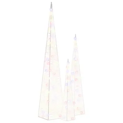vidaXL Set akrilnih okrasnih LED stožcev večbarven 60/90/120 cm