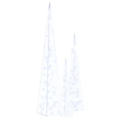 vidaXL Set akrilnih okrasnih LED stožcev moder 60/90/120 cm