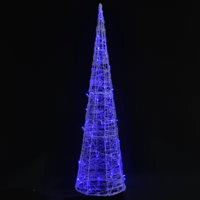 vidaXL Akrilna okrasna LED piramida modra 90 cm