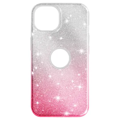 Dvobarvno roza/srebrn ovitek z blešcicami za iPhone 14, serija blešcecih ovitkov