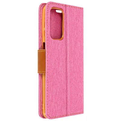 Cloth Case držalo za kartice za Samsung A23 5G in M23 5G, serija Canvas Book - roza