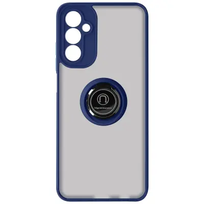 Ovitek proti prstnim odtisom za Samsung Galaxy A14, kovinski nosilni obroc - moder