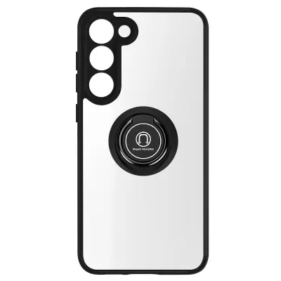 Ovitek proti prstnim odtisom za Samsung Galaxy S23 Plus, kovinski nosilni obroc - crn