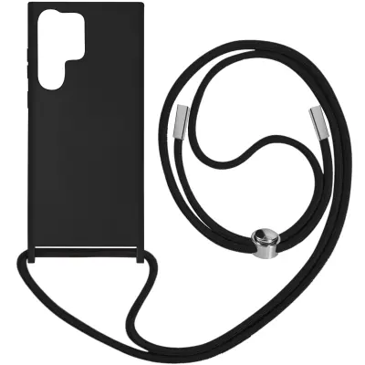 Etui z vrvico za Samsung S23 Ultra, crna serija NeckShell