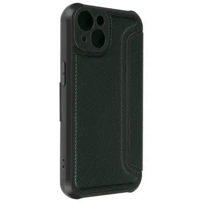 Ovitek za kartice za iPhone 14, odporen proti udarcem, serija Razor Book, temno zelena