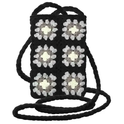 Tkana torba za cez ramo za pametni telefon, serija SquareWeave - crna