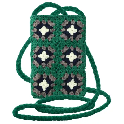 Tkana naramna torba za pametni telefon, serija SquareWeave - zelena