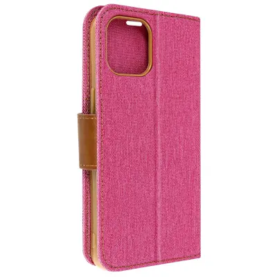 Ovitek iz tkanine za kartice za iPhone 14, serija Canvas Book - roza