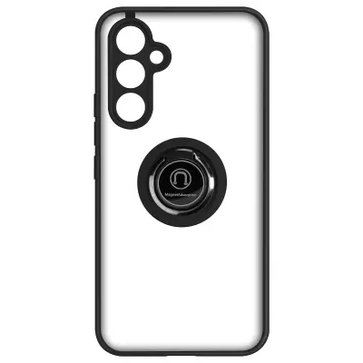 Ovitek proti prstnim odtisom za Samsung Galaxy A54 5G, kovinski nosilni obroc - crn