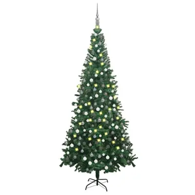 vidaXL Umetna osvetljena novoletna jelka z bunkicami L 240 cm zelena