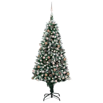 Umetna novoletna jelka z LED lučkami, bučkami in storži 240 cm