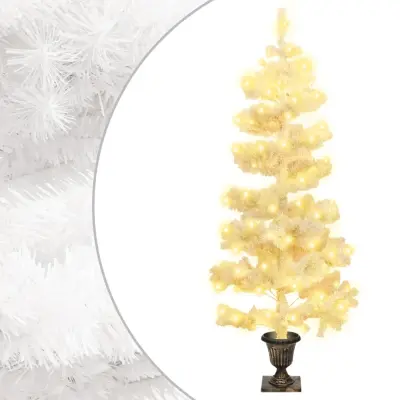 vidaXL Umetna osvetljena novoletna jelka z loncem bela 120 cm PVC