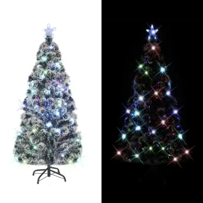 Umetna novoletna jelka s stojalom / LED 210 cm optična vlakna