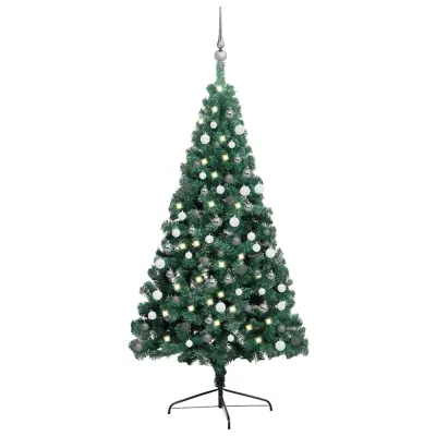 vidaXL Umetna osvetljena novoletna jelka z bunkicami zelena 210 cm